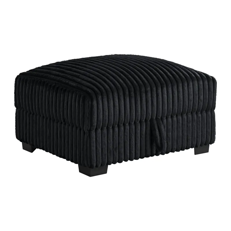 Nightfall Storage Ottoman in Grand Cord Black