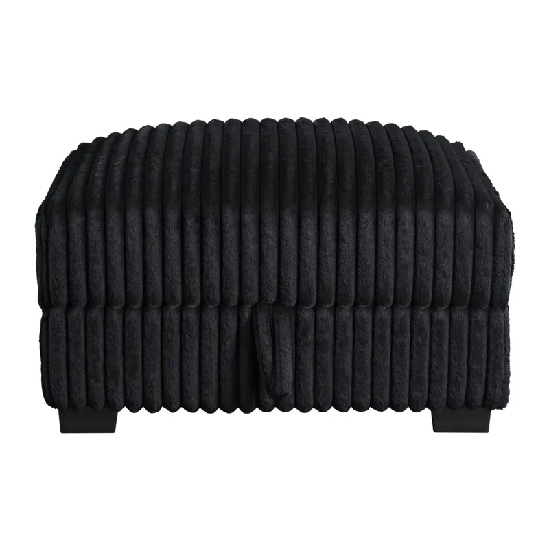 Nightfall Storage Ottoman in Grand Cord Black