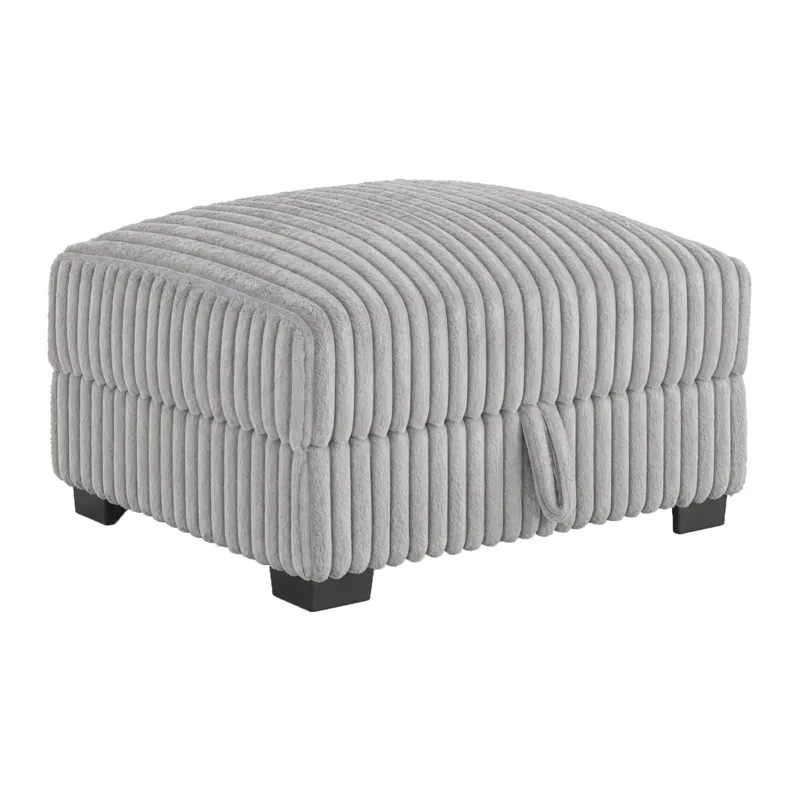 Nightfall Storage Ottoman in Grand Cord Light Grey