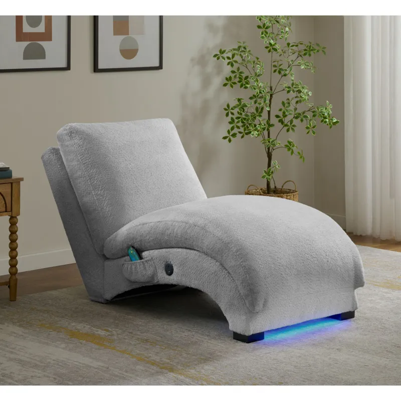 Nori Chaise with Heat Massage, USBC, LED in Glam Fog