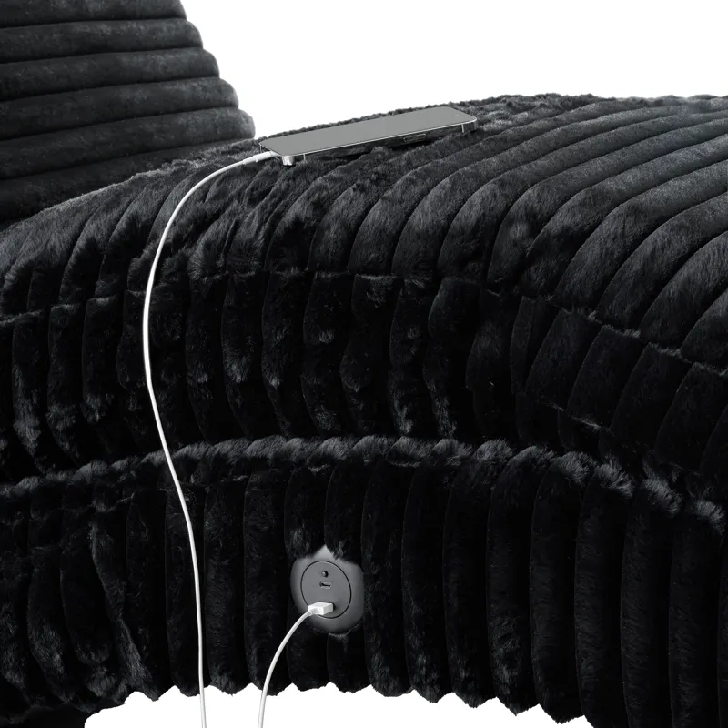 Nori Chaise with Heat Massage, USBC, LED in Masis Black