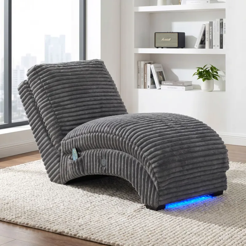 Nori Chaise with Heat Massage, USBC, LED in Masis Granite