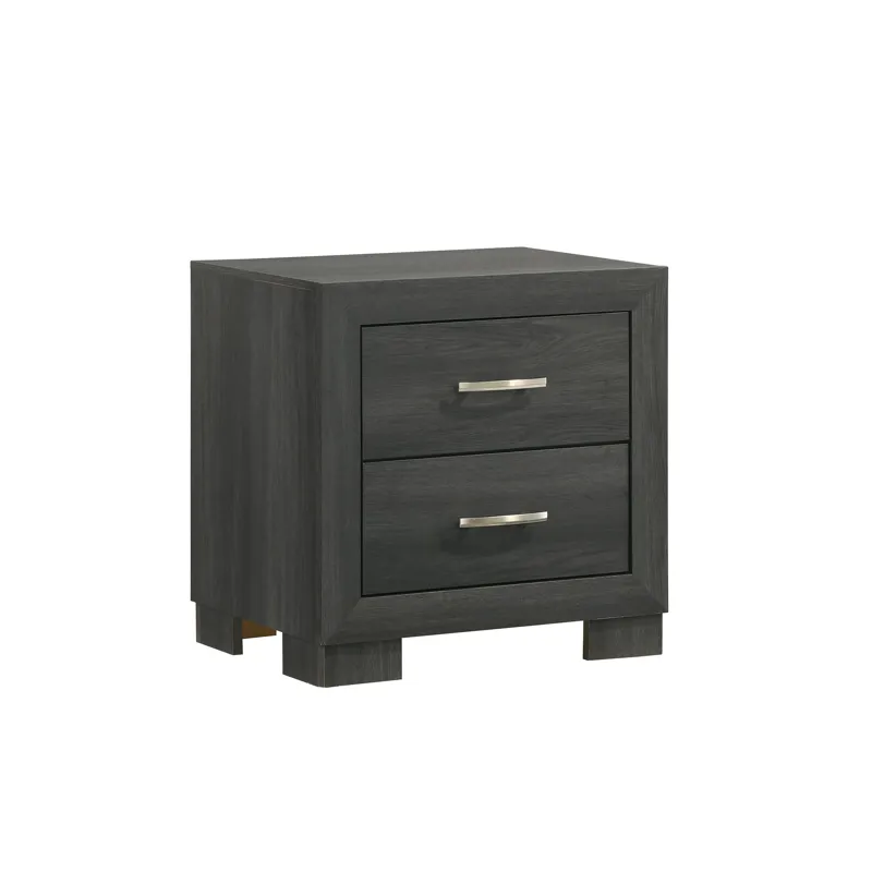 Norvin 2-Drawer Nightstand with ball bearing glides in Dark Grey