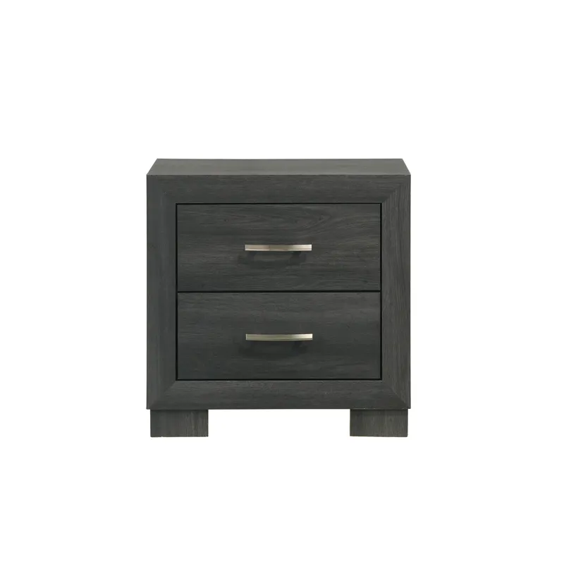 Norvin 2-Drawer Nightstand with ball bearing glides in Dark Grey