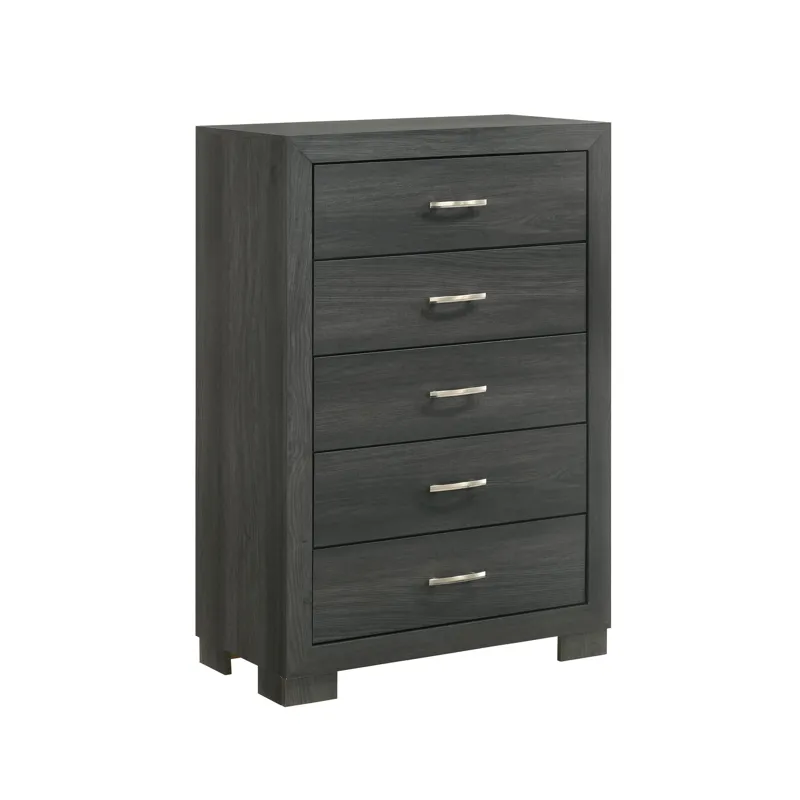 Norvin 5-Drawer Chest with ball bearing glides in Dark Grey