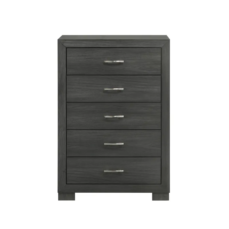 Norvin 5-Drawer Chest with ball bearing glides in Dark Grey