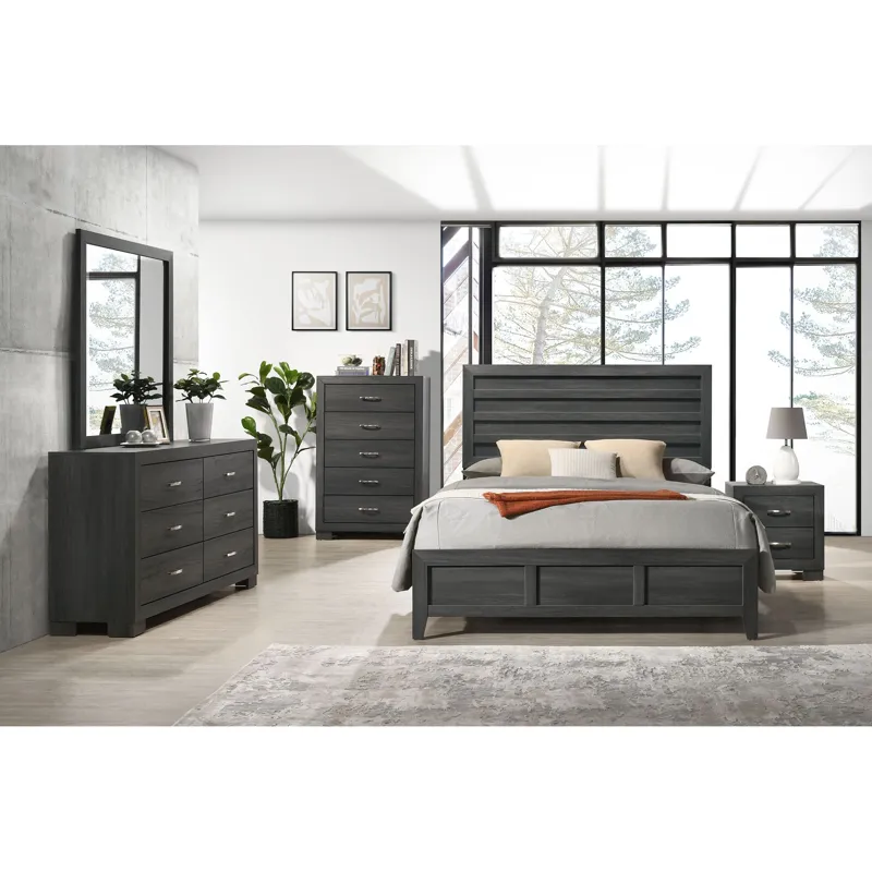 Norvin 6-Drawer Dresser with ball bearing glides in Dark Grey