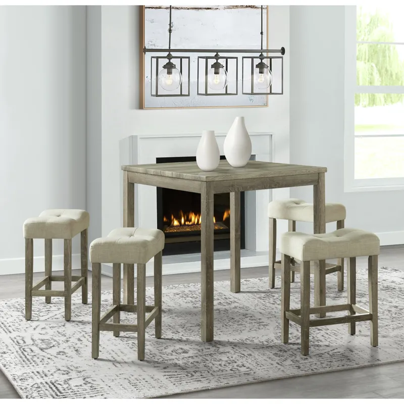 Oak Lawn 5 Pc Counter Set in Natural Finish