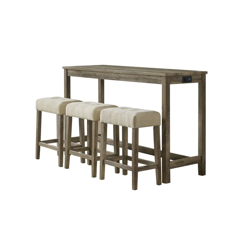 Oak Lawn Bar Table - 3A Single Pack (Table + Three Stools)