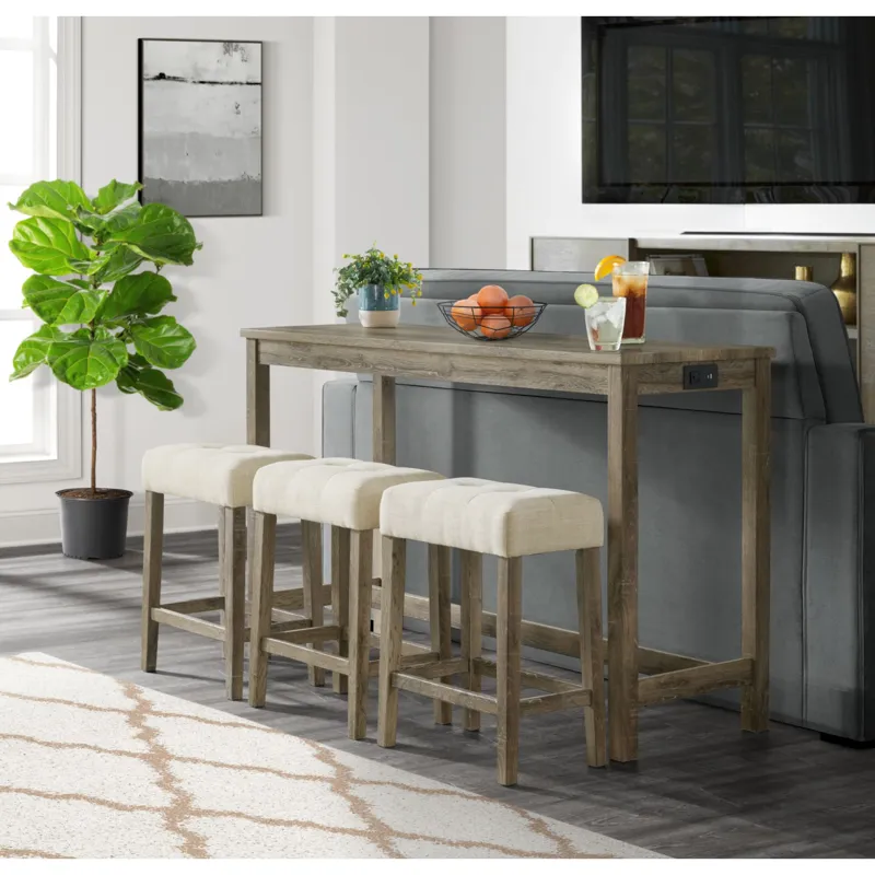 Oak Lawn Bar Table - 3A Single Pack (Table + Three Stools)