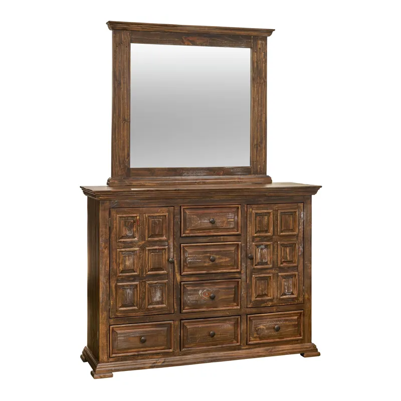 Olivia Brown Dresser & Mirror Set