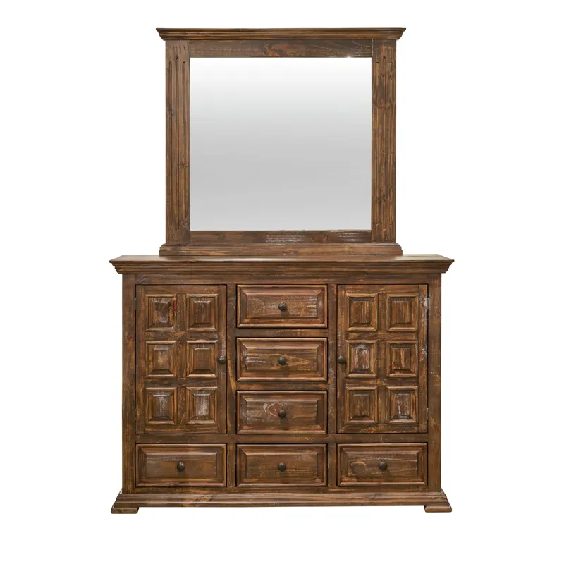 Olivia Brown Dresser & Mirror Set