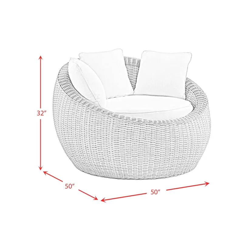 Ollie Cuddler Chair and End Table - Tan and Olefin White Cream