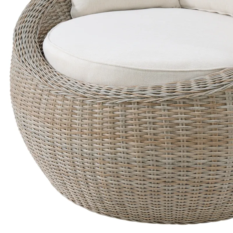 Ollie Cuddler Chair and End Table - Tan and Olefin White Cream