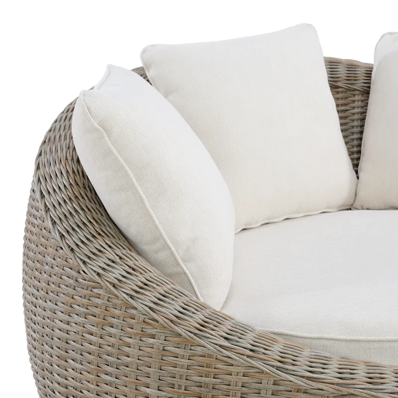 Ollie Cuddler Chair and End Table - Tan and Olefin White Cream