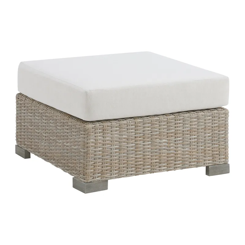 Ollie Ottoman - Tan and Olefin White Cream