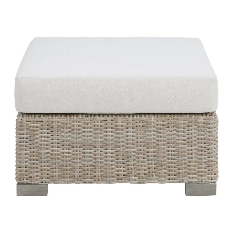 Ollie Ottoman - Tan and Olefin White Cream