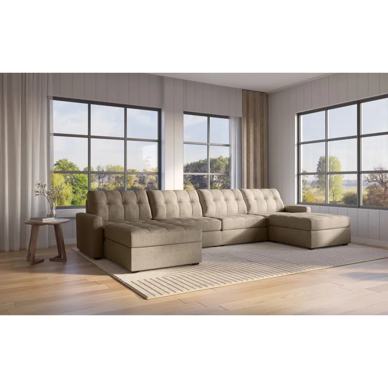 Options One Storage Ottoman in Palmer Camel