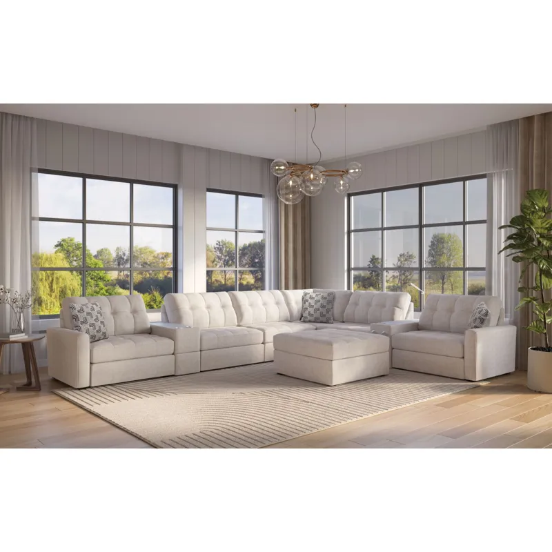 Options One Storage Ottoman in Palmer Flax