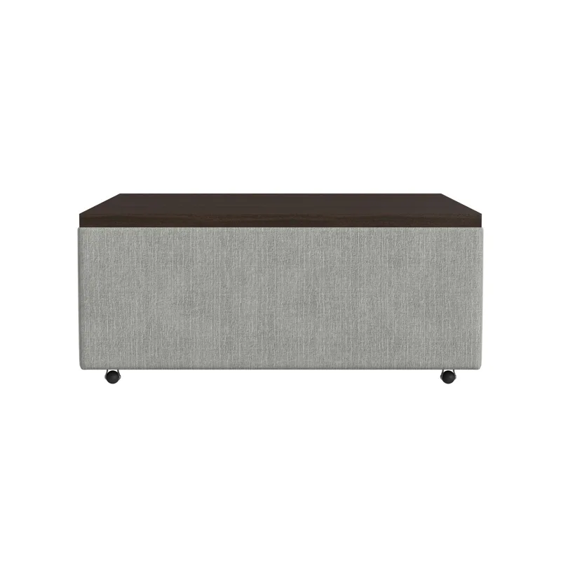 Options Three Ottoman W/Wood Top, Caster in Alpha Fog