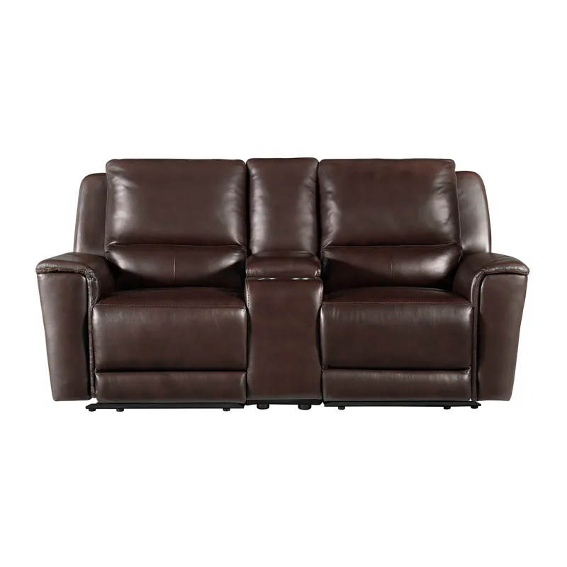 Pantera Power Motion Loveseat with Console in Palais Dark Brown