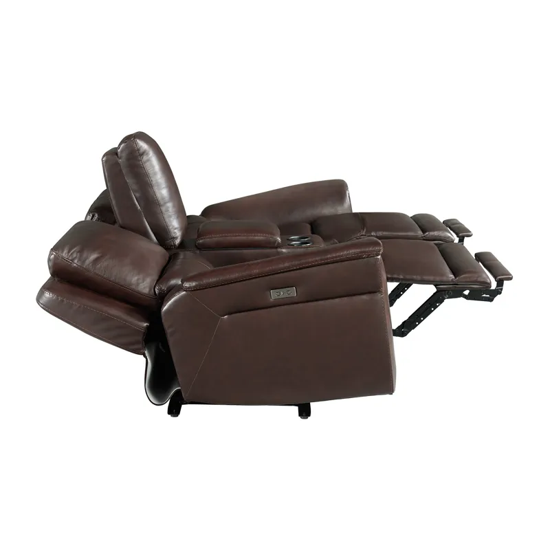 Pantera Power Motion Loveseat with Console in Palais Dark Brown