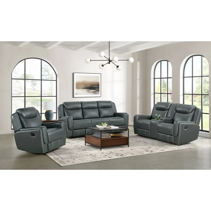 Panther Motion Loveseat with Console in Neono Grey