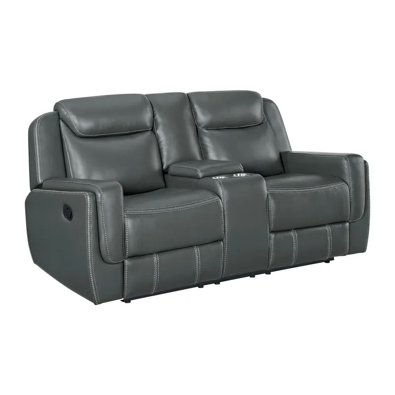 Panther Motion Loveseat with Console in Neono Grey