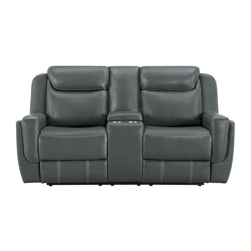Panther Motion Loveseat with Console in Neono Grey