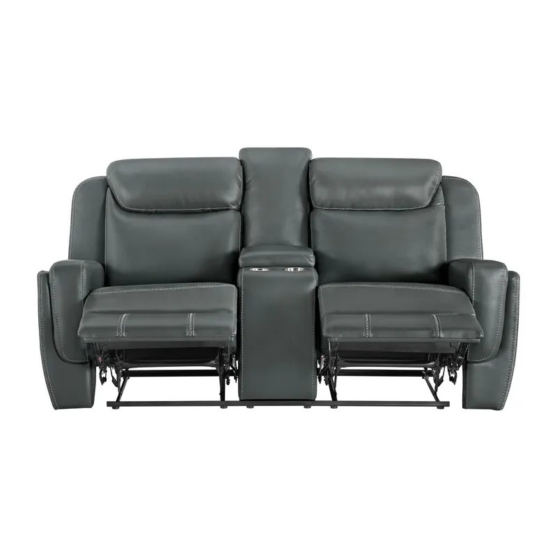 Panther Motion Loveseat with Console in Neono Grey