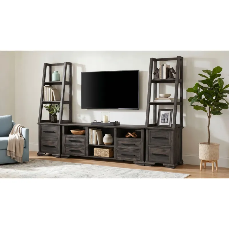 Park Ridge 71\'\' TV Console without Fireplace Insert in Charcoal