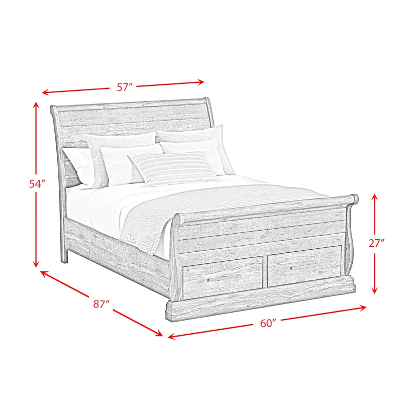 Park Ridge Full Sleigh Storage Bed in Charcoal