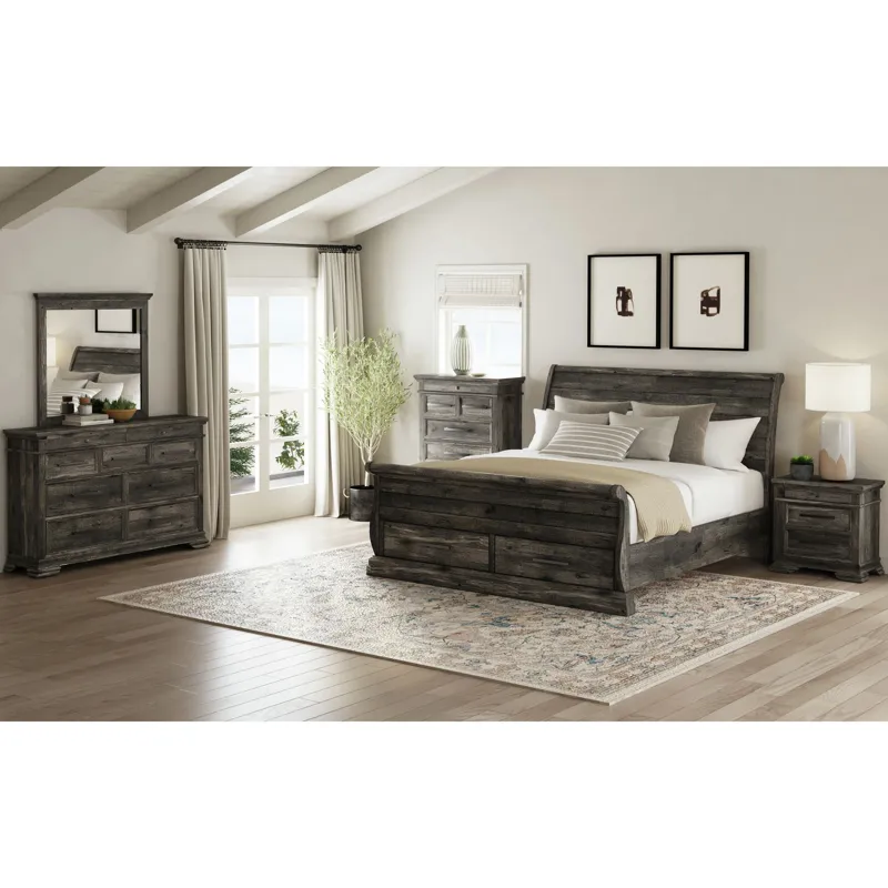 Park Ridge Full Sleigh Storage Bed in Charcoal