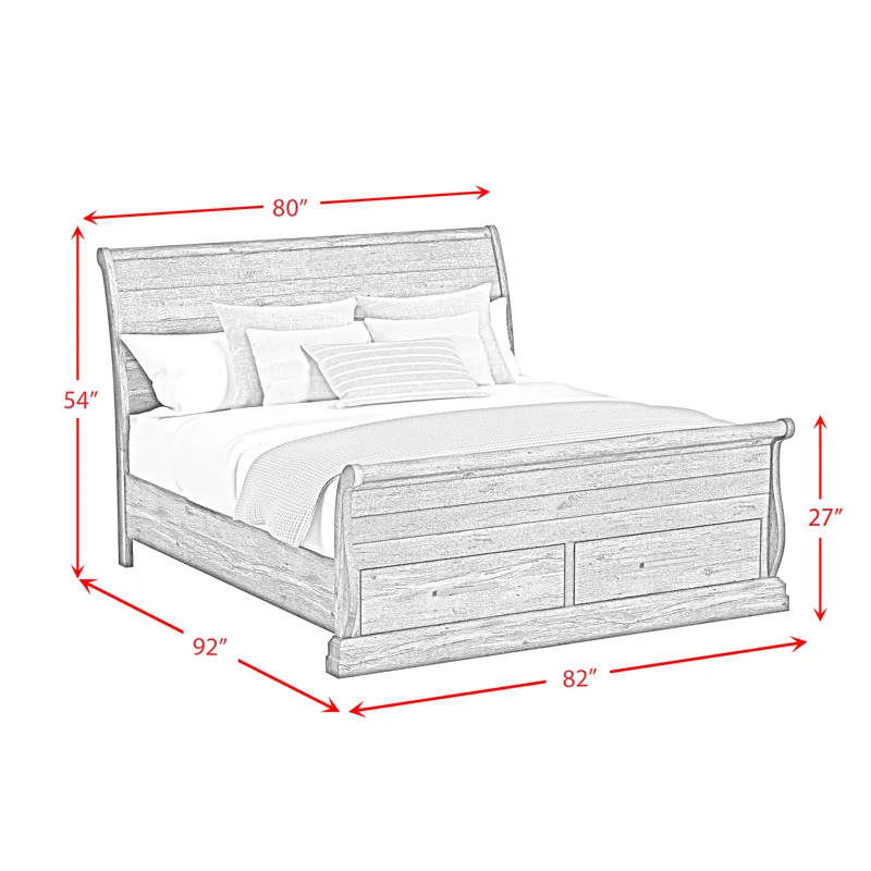 Park Ridge King Sleigh Storage Bed in Charcoal