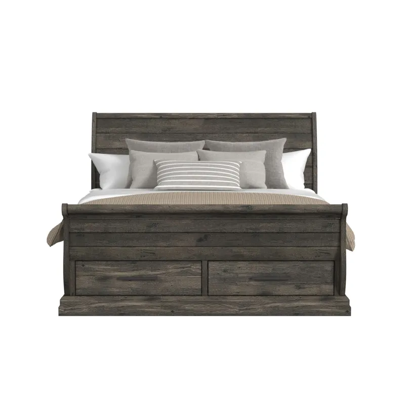 Park Ridge King Sleigh Storage Bed in Charcoal
