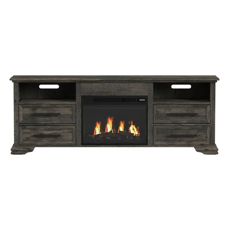 Park Ridge KIT - 71\'\' TV Console with Fireplace Insert in Charcoal