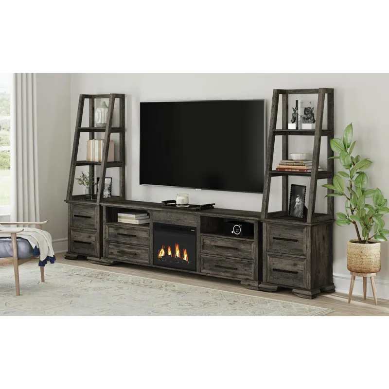 Park Ridge KIT - 82\'\' TV Console with Fireplace Insert in Charcoal