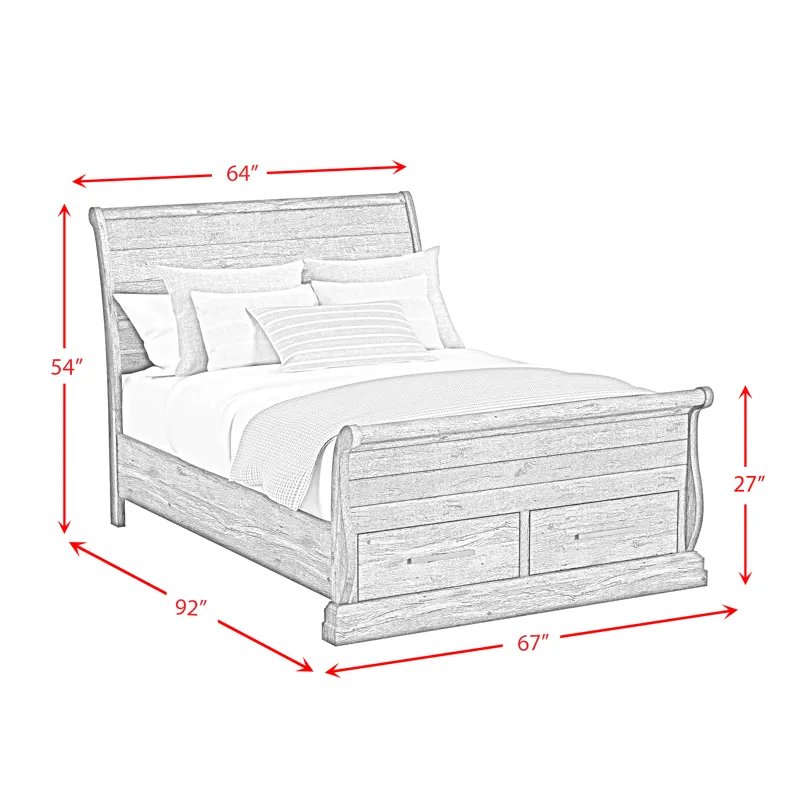 Park Ridge Queen Sleigh Storage Bed in Charcoal