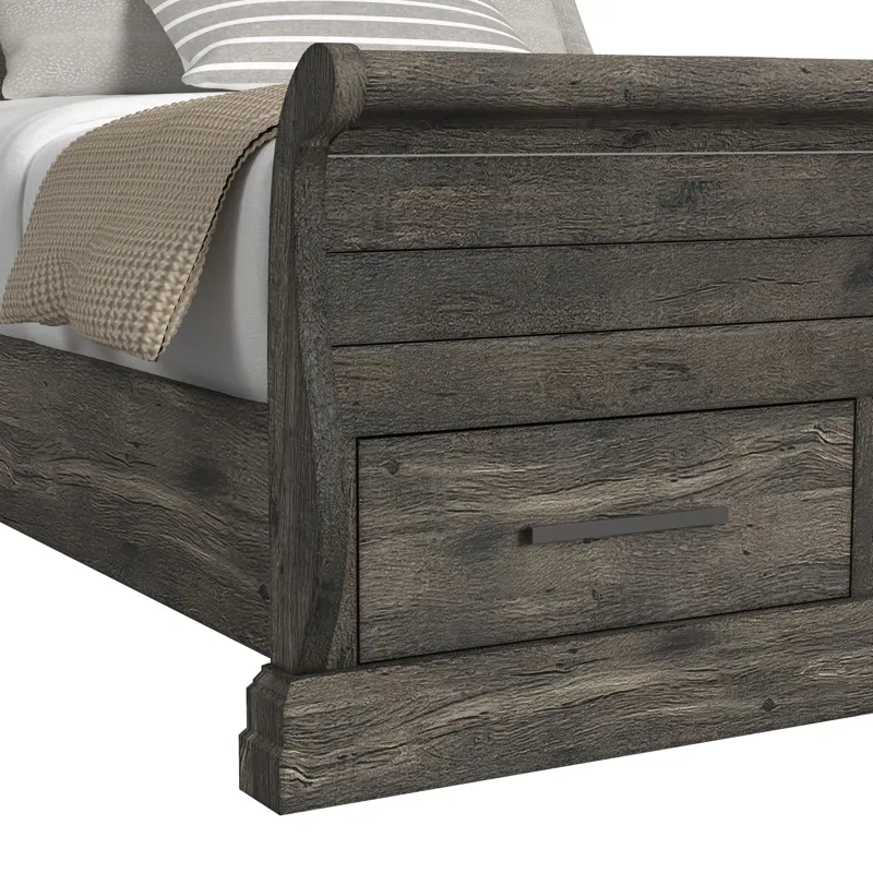 Park Ridge Queen Sleigh Storage Bed in Charcoal