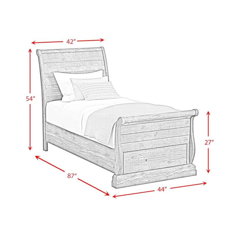 Park Ridge Twin Sleigh Storage Bed in Charcoal