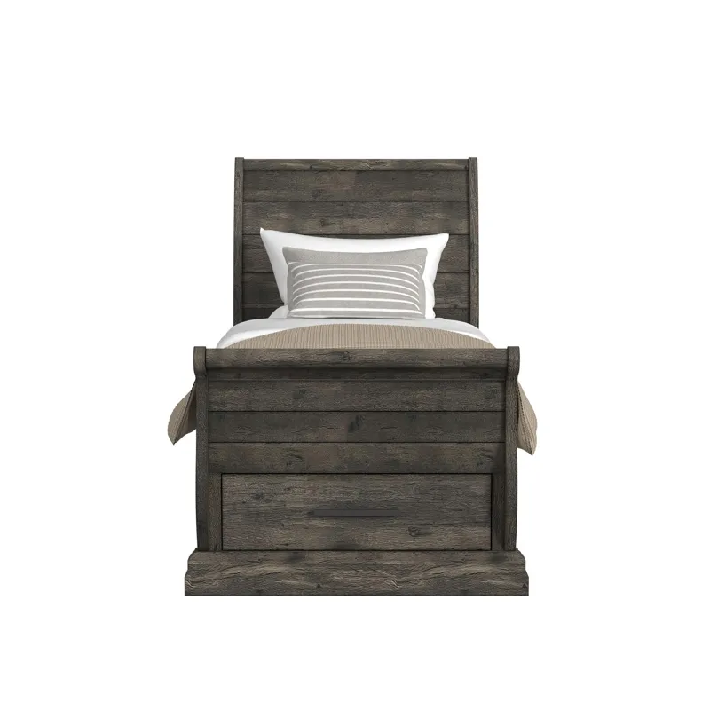 Park Ridge Twin Sleigh Storage Bed in Charcoal