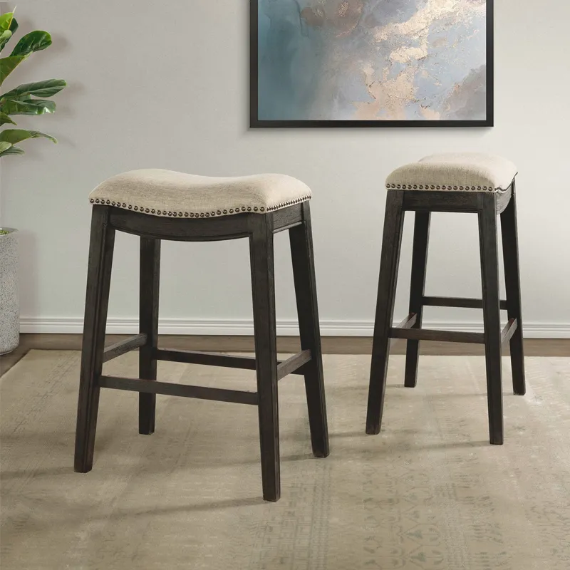 Parkside 30\'\' Barstool - Linen / Dark Wash