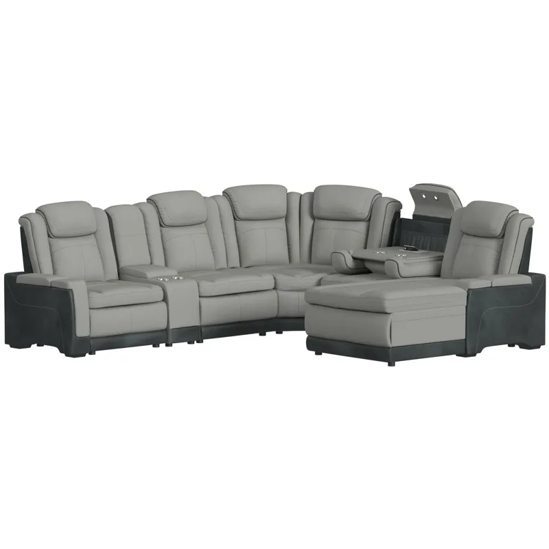 Lantana Rocky Cement/CharcoalSectional 6PC Set w/Chaise and DDT - (3)P2