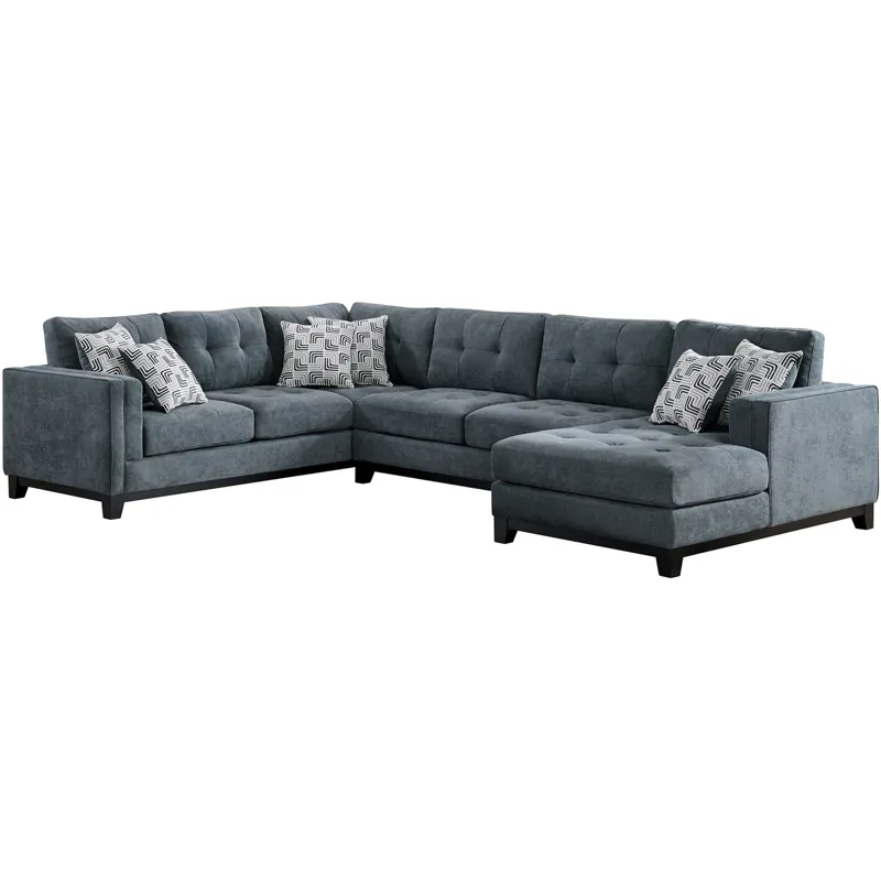 Wyatt Kymberly Navy Sectional 3PC Set & Ottoman