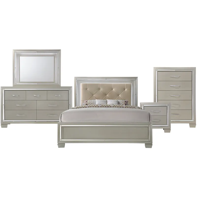 Platinum Champagne 5PC Set w/Queen Bed