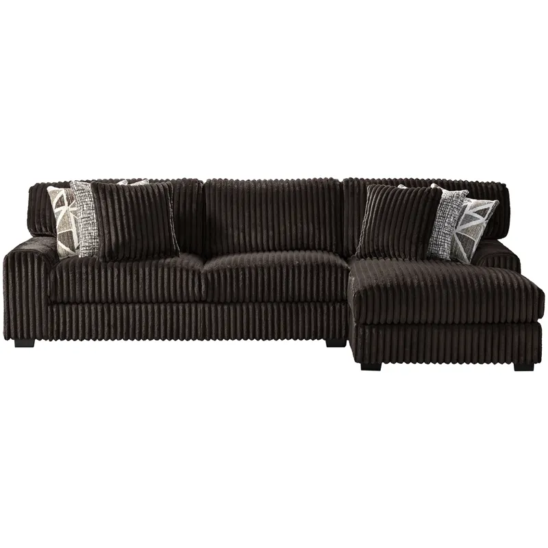 Nightfall Grand Cord Espresso Sectional 2PC Set