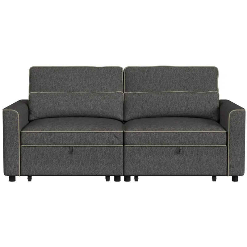 Sonic Hammertime Grey Sectional 2PC Set w/2 Pull Bed Chairs