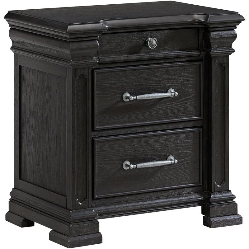 Kings Court Black 4PC Set w/Queen Bed and NS