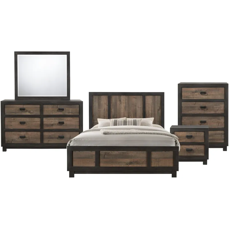 Harlington Walnut 5PC Set w/Queen Bed