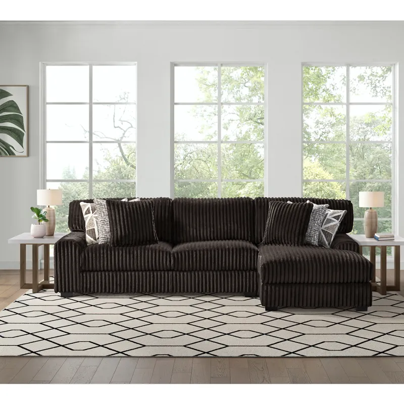 Nightfall Grand Cord Espresso Sectional 2PC Set